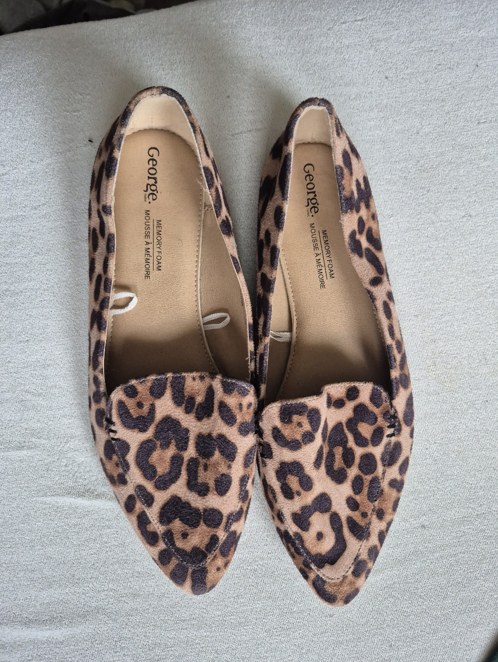 George Leopard Print Pointed Toe Flats - Brown/Black